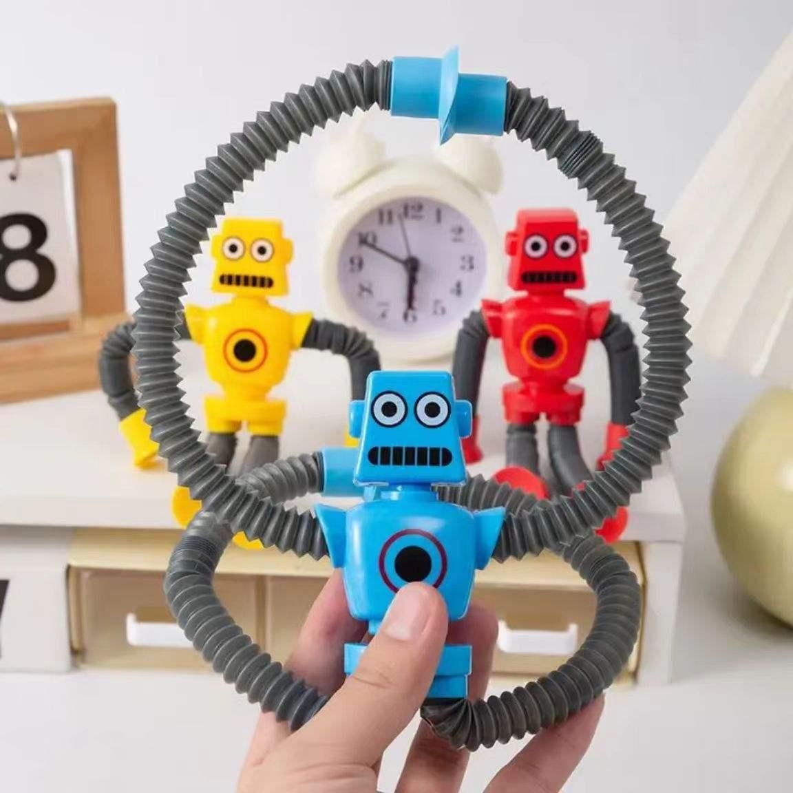 Children Suction Cup Toys Pop Tubes Stress Relief Telescopic Robot Toy